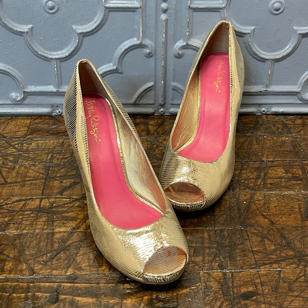Gold Lilly Pulitzer Wedges